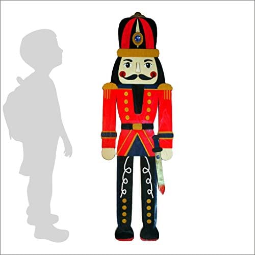 Woodcraft City Christmas Wooden Nutcracker | 3ft or 6ft Tall Life-Size | Large Soldier, Knight, King Wall Ornament | Christmas Decorations | Hand Painted … (3 Feet Tall)