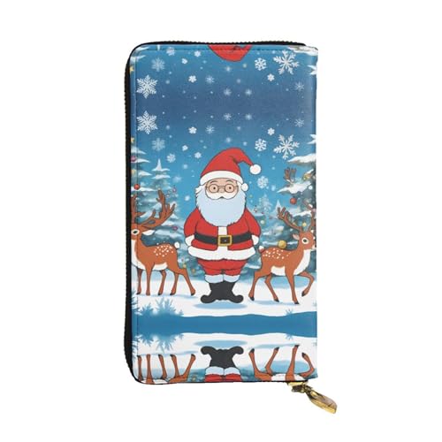 Porte-cartes de crédit long en cuir avec imprimé cerf de Noël