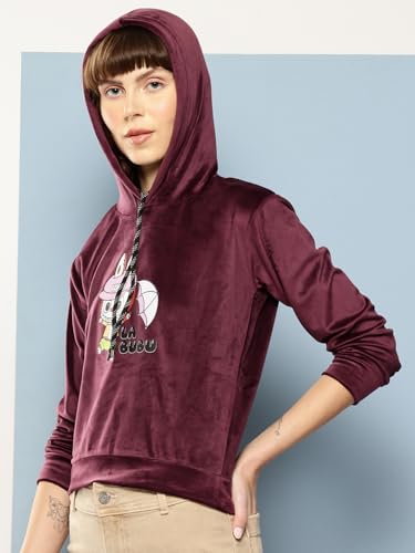 Image of Aarika Womens Winter Wear Green Colour Printed Velvet Hoodie