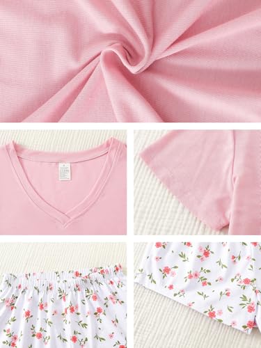 Image of VENTELAN Pajama Set For Women Cute PJS Summer Short Sleeve Shorts Sleepwear