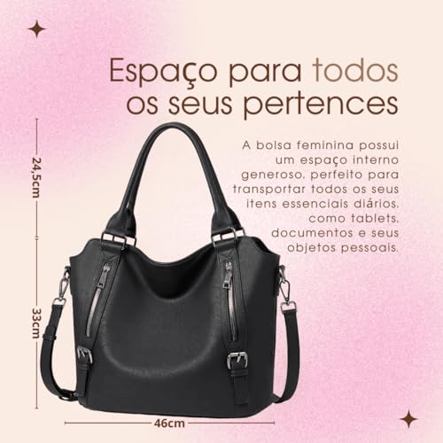 Bolsa Feminina em Couro PU Grande de Ombro para Mulheres Luxuosa e Versátil, Espaçosa e Estilosa, Id