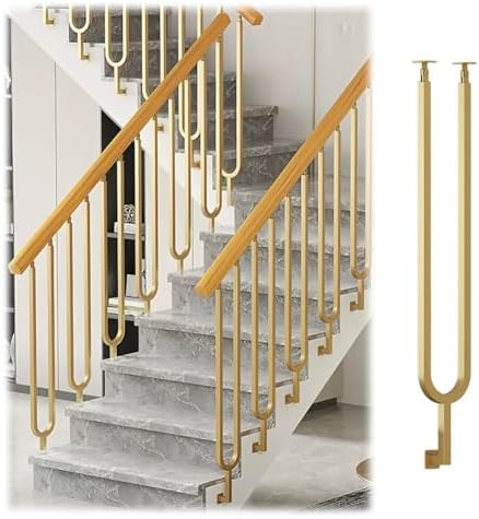 Adjustable Black Wrought Iron Stair Balusters Kit - 100 cm Indoor Spindles for Deck, Balcony & Stairs - Stylish Handrail Solution for Safety & Modern Home Decor