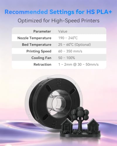 Image of VOXELAB HS PLA+ Filament 1.75mm, High Speed PLA Plus 3D Printer Filament, 1kg (2.2lbs) for Most FDM 3D Printers, Enhanced Toughness & Smooth Printing, Superior Layer Adhesion（Black）