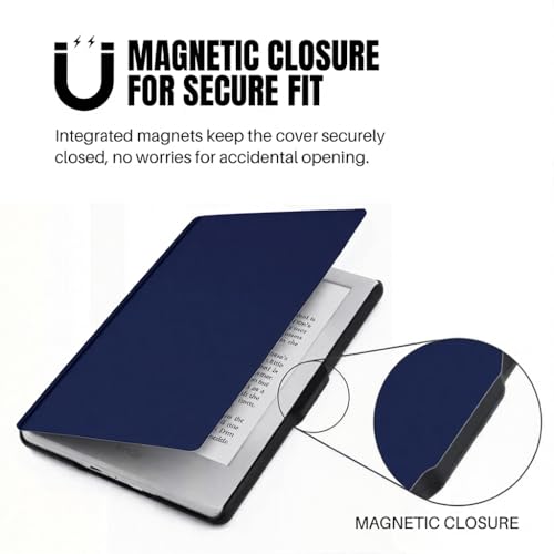 Image of MOCA Case for Kindle Paperwhite 12th Gen 7 inch (2024) & Kindle Colorsoft 7 inch (2025), Slim PU Leather Cover with Auto Wake /Sleep, Magnetic Closure, Lightweight (Navy Blue)