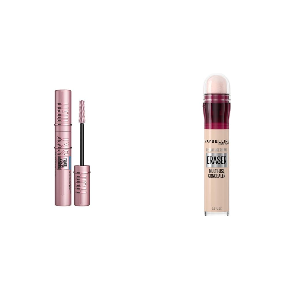 MAYBELLINELash Sensational Sky High Waterproof Mascara Makeup, Volumizing, Lengthening, Defining & Instant Age Rewind Eraser Dark Circles Treatment Multi-Use Concealer, 110, 1 Count