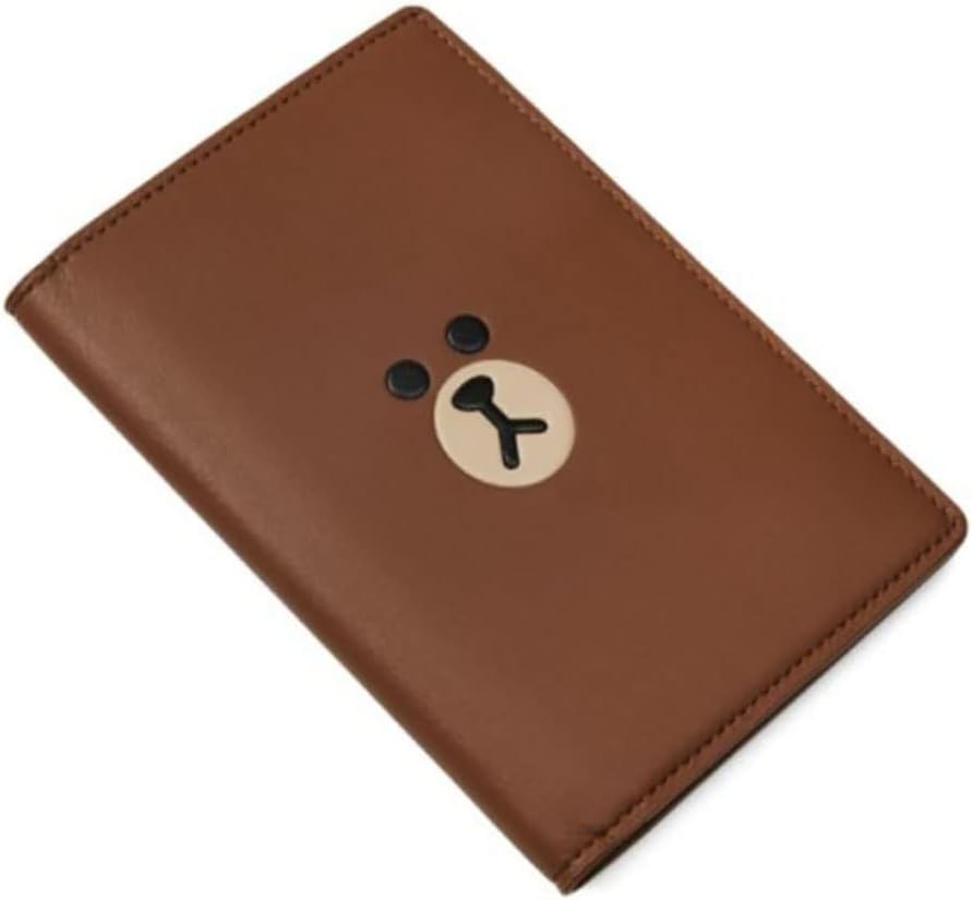 Brown Official Merchandise- Brown Character Soft Leather Cute Passport Holder Cover Wallet for Travel