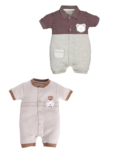 Image of BabyGo Baby Half Sleeve Rompers 100% Cotton Rompers for New Born Baby Boys|Daily Suits for Baby Boys & Girls| 6X9M|GREY-GREY|Onesies| Infant Clothes | Pack of 2