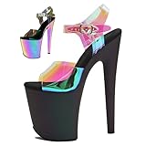 WUXIN H&P Women's 8 Inch Exotic High Heel Sandal Platform Stiletto Pole Dance Shoes US 7, Black