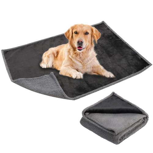 ペット用防水毛布 ペット 防水シーツ 犬 猫 おしっこシート 防水マット 中型犬 大型犬 おしっこパッド 大判サイズ 介護 防水毛布 ブランケット 洗える (グレー, 150*90cm)