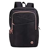 Swissdigital Katy Rose Women's Fashion Black with Rose Gold Zippers Travel College Laptop Backpack Fits Laptops up to 15' SD1006-01