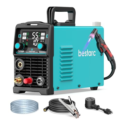 bestarc Pilot Arc Plasma Cutter, [Large LED Display] 55A Plasma Cutter Machine 110/220V Dual Voltage, 5/8 Inch Clean Cut 3/4 Inch Max Cut, Post Flow Mesh Cut, 2T/4T for Beginners DIY