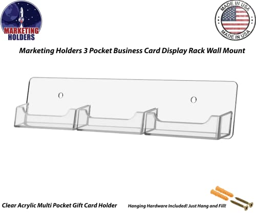 Hanging Business Card Holder With Hardware Gift Cards Display Rack Premium 3 Slot Clear Acrylic By Marketing Holders #TOP2