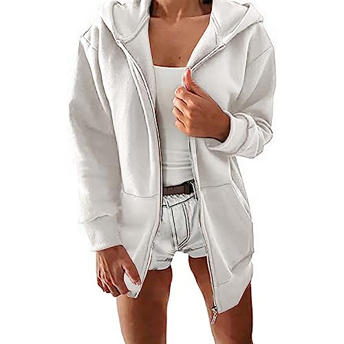 Veste à glissière blanche en polaire pour femme L