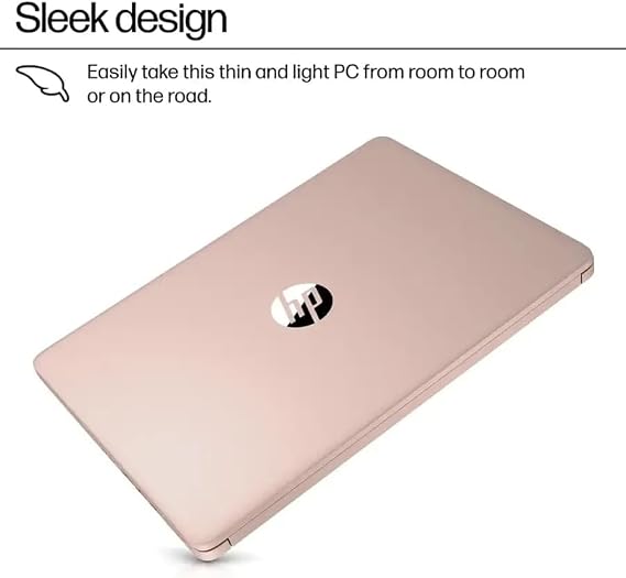 HP 14'' HD Laptop, Intel Processor N150, 4GB DDR4 RAM, 128GB UFS, Wi-Fi, Windows 11 Home in S Mode, One-Year Microsoft Office 365, Pale Rose Gold with HEX Accessories