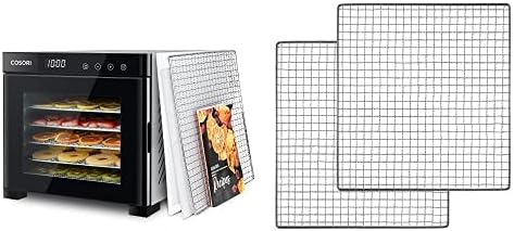 COSORI Deshidratador de alimentos 6 bandejas de acero inoxidable, negro y COSORI Premium acero inoxidable deshidratador de alimentos bandejas para