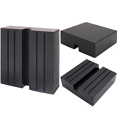 Image of 2 Packs Square Jack Pad, Black Anti-Slip Rail Adapter Support Block, Slotted Frame Rubber Frame Rail Protector