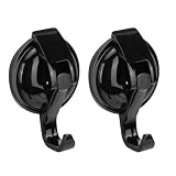 QZDAFFIC 2 Pièce à Noir Ventouse Crochet, Charge Maximale de 10 kg, Ventouses Crochets sans Couture de Douche étanches et Solides pour Salle de Bain, Cuisine, Fenêtre
