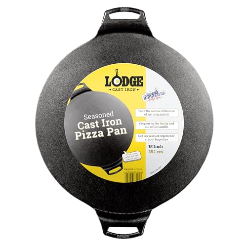 Lodge Seasoned Cast Iron Pizza Pan 15 Inch - Pre-Seasoned, Round Pizza Pan with Dual Assist Handles - Even Heat Distribution- PFAS-Free, Non-Toxic Cookware - Oven Safe by Lodge - Used condition - US$35.89