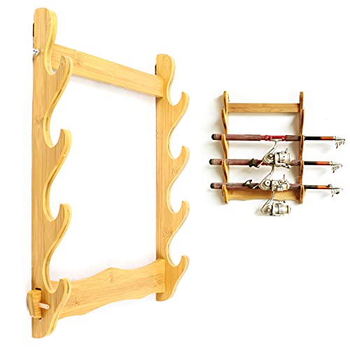 JUOPTGJ 4 Tiers Sword Holder Wall Display Sword Rack?Wall Mounted Samurai Sword Holder?Cool Katana Stand ?Flute Display Bamboo Stand