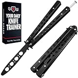 GOOD WORKER Butterfly Trainer – Balisong Trainer – Practice Butterfly – Balisong Butterfly Knives NOT Real NOT Sharp Blade – Black Dull Trick Butterfly – Butter Fly Training CSGO K10-B