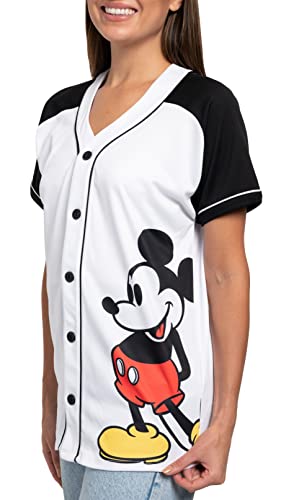 Disney Mickey Mouse Stitch Jack Skellington Womans Jersey Shirt Button Front
