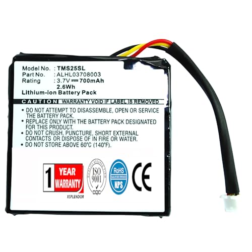 Xsplendor Replacement Battery for Tomtom 4EN.001.02 4EN42 4EN52 4EV42 4EV52 Star 20 Star 25 Tomtom ALHL03708003
