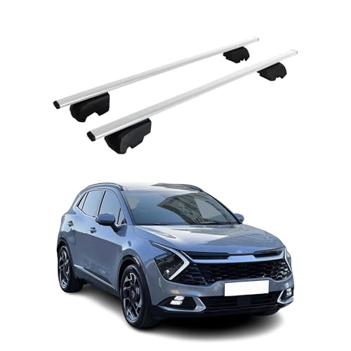 Dachträger Grundtäger kompatibel mit Kia Sportage NQ5 2021-2025 Metall 75kg Silber 2tlg Geschlossene Reling für Fahrradträger, Dachboxen, Skiträger Abschließbar Dachträger Grundtäger kompatibel mit Kia Sportage NQ5 2021-2025 Metall 75kg Silber 2tlg Geschlossene Reling für Fahrradträger, Dachboxen, Skiträger Abschließbar