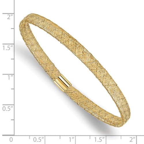JewelryWeb 4mm 10k Solid Yellow Gold Fancy Stretch Bangle Bracelet Cuff-Bracelet for Women2