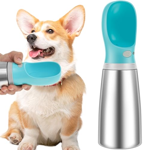 Dog Water Bottle, 24 OZ Stainless Steel Leak Proof Puppy Water Dispenser, Large Capacity Dog Travel Water Bottle, Portable Water Bottle for Pets Travel, Walking, Hiking and Outdoor Activities