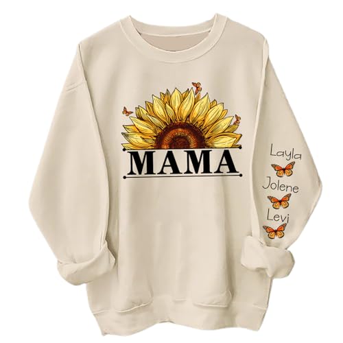 Custom Mother Day's Sunflower Sweatshirt, Personalized Mom Grandma Sunflower Shirt, Gifts for New Mom Nana Mimi Aunt2