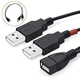 STKJHYDM USB 2.0 A Female to Dual USB Male Jack Y Splitter Data Charger Cord Extension Adapter Cable