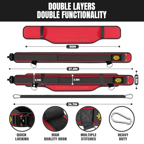 Image of MANUEKLEAR Quick Locking Weighted Belt, Double-Layer Dip Belt for Weight Lifting, Weighted Pull Up Belt for Powerlifting Squat