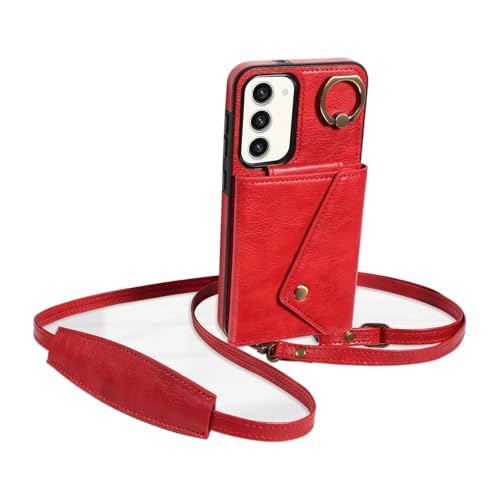 Étui portefeuille Samsung S23 Plus rouge antichoc avec porte-carte et béquille