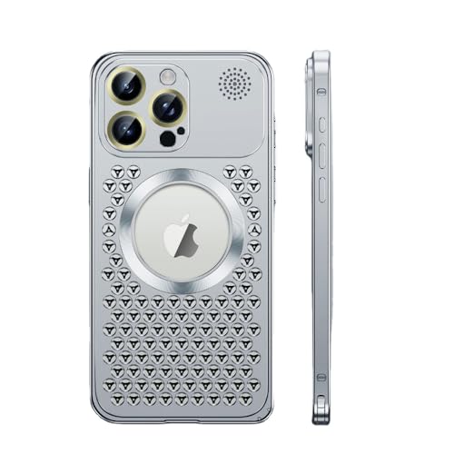 SNIDII Aluminium Alloy Phone Cover for iPhone 15 Pro Luxury Shockproof with Fragrance Logo New Arrivel 2024 (Silver)
