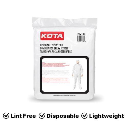 LAUCO KOTA Disposable Protective Coverall Suit with Hood, with Hood, Elastic Waist and Wrist for Spray Painting (5, Large)