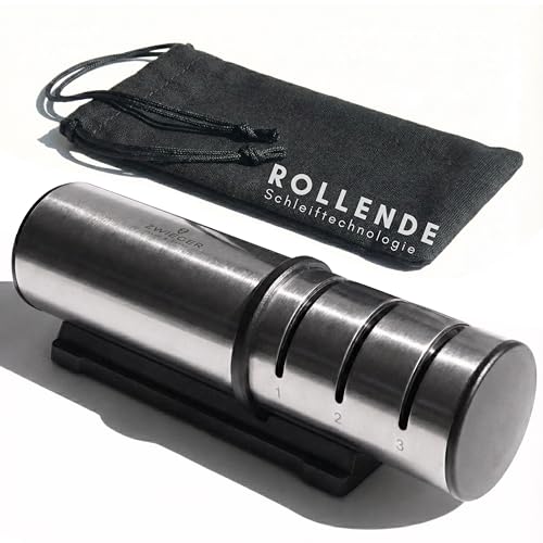 ZWIEGER Diamant Messerschärfer Profi mit Rollschleifer-Technologie Messerschleifer mit 3 Stufen: 2 Diamant-Rollen & 1 Keramik-Rolle Moderne Rollschleifer-Lösung Rutschfester Boden