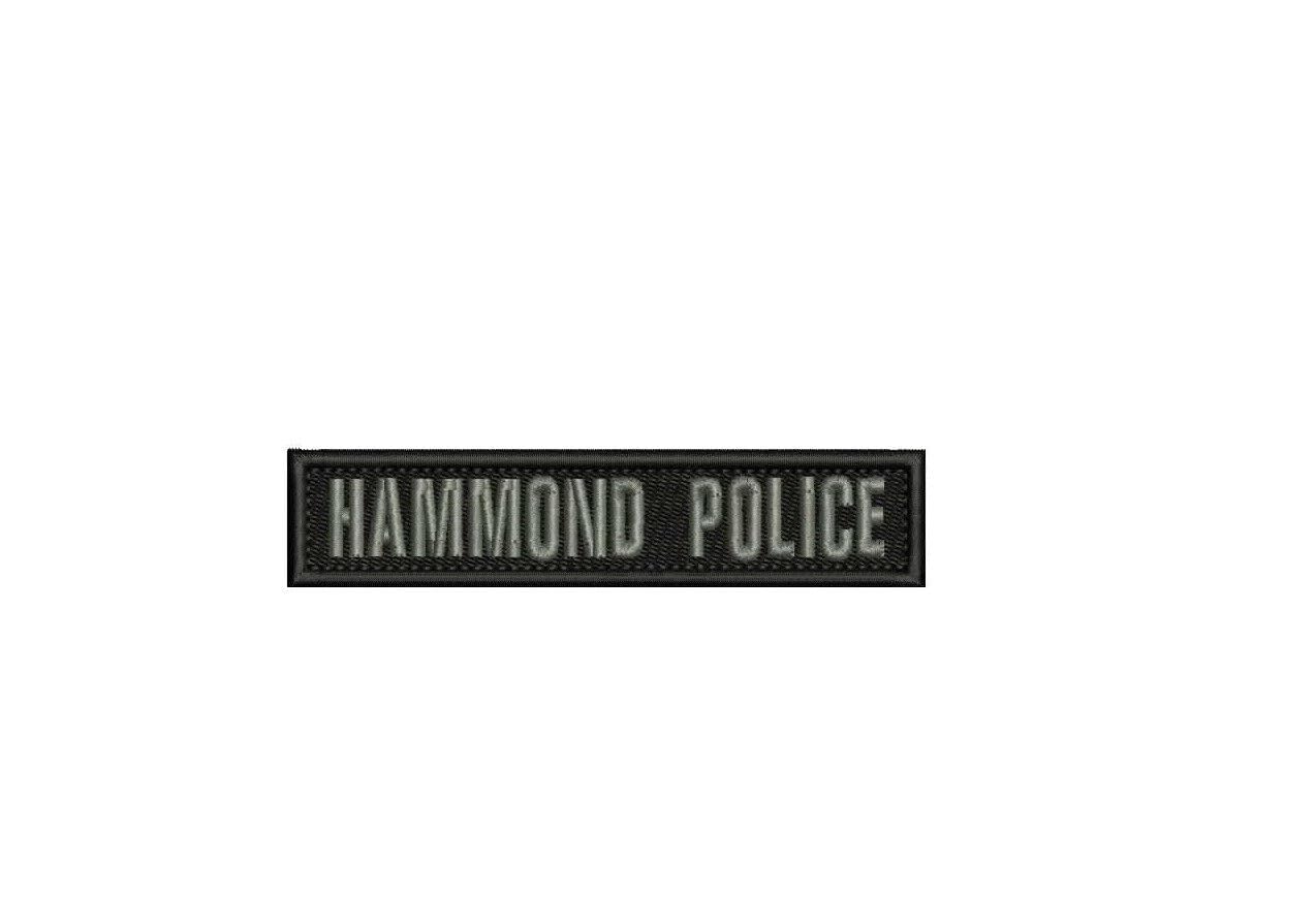 Special Patches for Velcro Patches for Uniform for Hammond Police EMB Patch 1x5 Hook on Back Gray ON Black Model-Q-X989-52