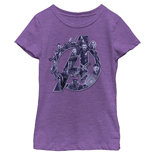 Image of Marvel Girls' Avengers Logo Characters T-Shirt