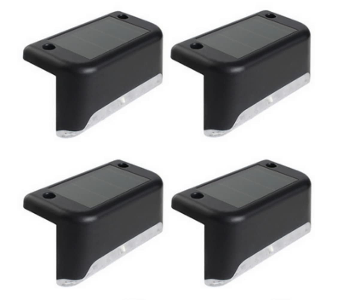 anso 4pcs LED Solar Deck Lights Waterproof Outdoor Gardens Pathway Lamps Fences Ladder Light (4pcs Black)