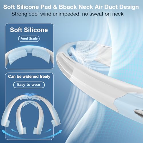 Image of Hionly Neck Fan, 6 Speeds Adjustable Portable Personal Fan Rechargeable, 6000 mAh Battery Faster Cooling Wearable Fan, Ultra Quiet for Home, Office, Travel, Outdoor