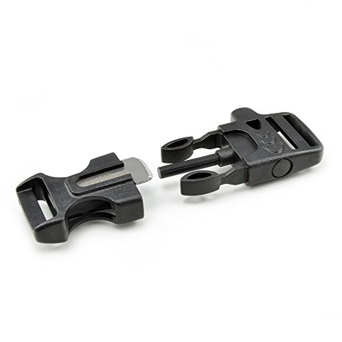 Ganzoo 3er Set Klickverschluss aus Kunststoff 3/4 Zoll in schwarz, Steckschnalle/Steckschließer für Paracord-Armbänder, Gurte und Halsbänder, mit Signalpfeife, Feuerstarter und Metallblatt