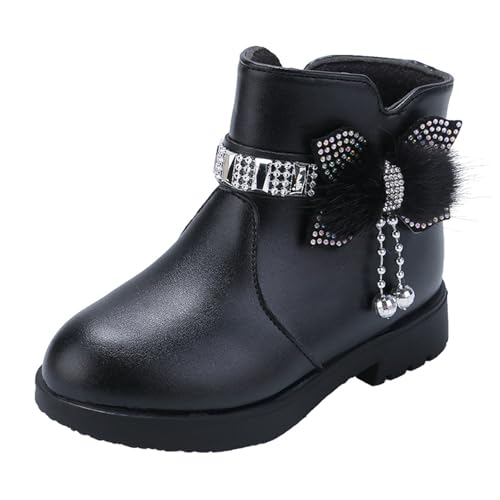 Girls Ankle Boots Cute Dress Boots Side Zip Non-Slip Short Boots Cute Bow Booties Toddler Little Kid Big Kid