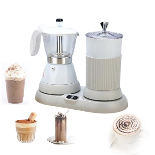 TDLROKRL Cafetera, cafetera eléctrica Moka y espumador de leche, cafetera percoladora, mini máquina automática de espuma de leche para el hogar, para capuchino, moca y latte macchiato