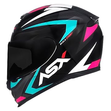 Capacete Moto Asx Axxis Eagle Masculino Feminino Com Viseira adicional Fumê (56, PRETO/TIFFANY/ROSA)