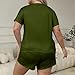 Silk Satin Pajamas for Women Summer Fashion 2 Piece Pajama Sets Cute Pj Sets Short Sleeve Sleep Tops and Shorts Army Green