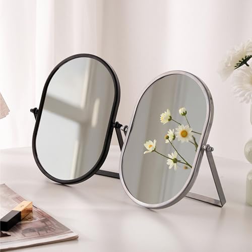 Espejo de Maquillaje Ovalado Ajustable de Escritorio Negro miniatura 2
