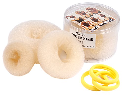 Smilco 3 Pieces Hair Bun Maker Hair Donut Bun Maker Tool ( 1 Small 1 Medium 1 Large ) ( Blonde )