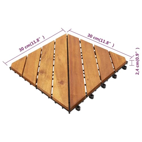 vidaXL 30x Terrassenfliese Terrassenfliesen Klickfliesen Holzfliesen Fliesen Fliese Balkonfliese Holzfliese Garten Braun 30x30cm Massivholz Akazie