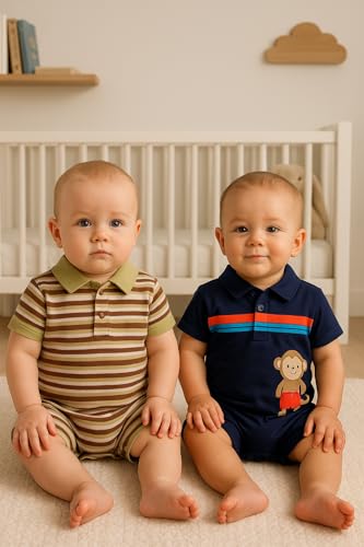 Image of TuddyBuddy 100% Cotton Romper /Jumpsuit /Bodysuit Set for Baby (Pack of 2 Playsuits)