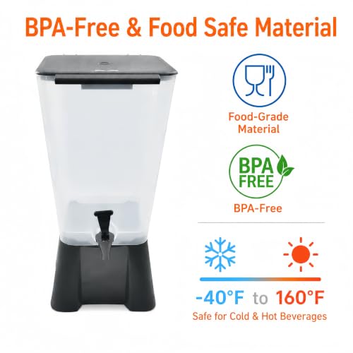 5 Gallon Beverage Dispenser with Spigot, Commercial Juice & Drink Dispenser, Food-Grade Large Water Dispenser for Parties, Weddings, Catering, Tea, Lemonade, Cold Drinks, Clear Plastic Container 19L by CLIVIA - Used condition - Image 5